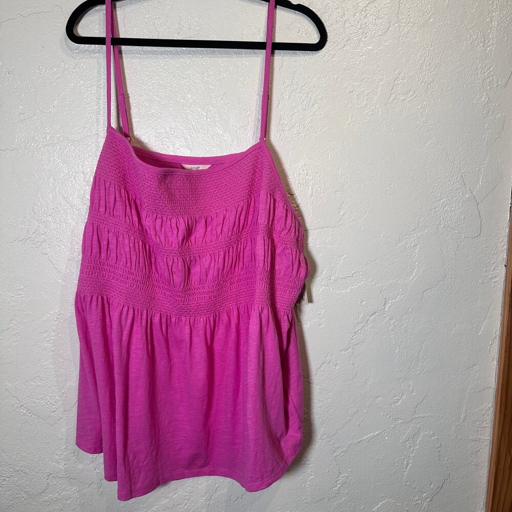 NWT Terra & Sky Size 4X Pink Smocked Tank Top Coastal Summer Boho